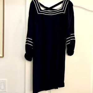 Loft Navy Long sleeve short dress, size Small